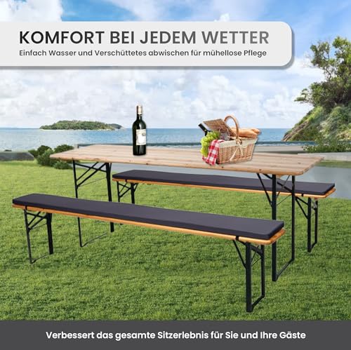 TexDeko® Bierbankauflage gepolstert 220x25x4cm XL für Bierzeltgarnitur Bankauflage waschbar mit Reißverschluss zum selber aufziehen… – Ansicht 6