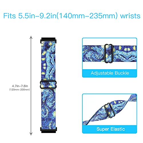 Wonmille Adjustable Smartwatch Replacement Straps For Sw021 Id205L/Sw025 Id205S Sport Watch, Soft Nylon Stretchy Elastics Sport Wristband 19Mm Bands Accessory (Starry Sky) #TOP1