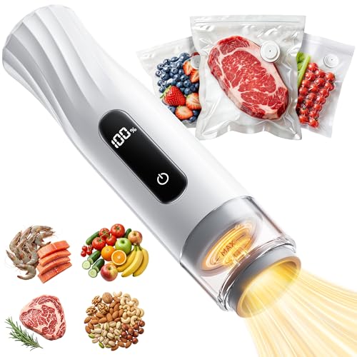 Compact Vacuum Sealer for Food (Handheld Vacuum Sealer + 30 Reusable Vacuum Sealer Bags) Food Saver Vacuum Sealer Machine with Battery Display, Travel Lock and Visible Water Tank for Kitchen Meal Prep - image 1