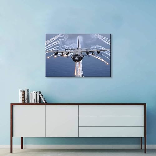 Miniatura 3 de Decoración militar de avión AC-130, decoración de pared de cañón de aire, póster de aviación, arte de pared de aviación, póster de avión de