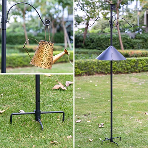 Garden Bird House Pole For Outdoor, Bitnin 92 Inch Heavy Duty Bird Feeder Pole Stand With Squirrel Proof Baffle 4 Shepherd Hooks, 5-Prong Base Bird Feeding Station Adjustable Height #TOP5