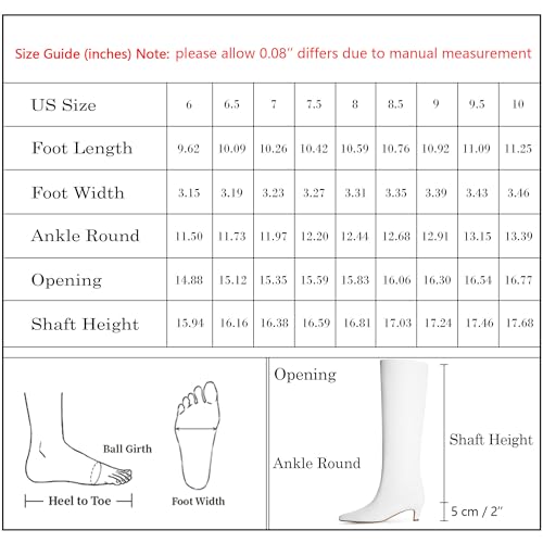 Image of Knee High White Boots for Women Kitten Low Heel Square Toe Tall Long High Boots Size 7