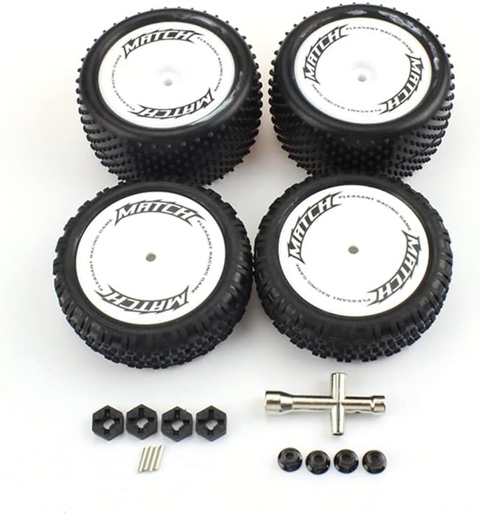 Wheel Tire Tyre with Hex Nut Rubber Wheel for WTY 104001 104002 1/10 RC Car Upgrades Parts Spare Accessories - (Color: White)