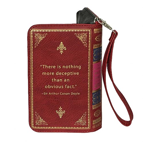 Sherlock Holmes Red and Gold Book-Style Wallet with ID Holder - Snap Closure - Fashionable Wristlet Strap for Mystery Enthusiasts - Sleuthing in Style2