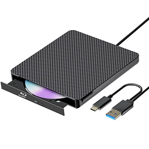 aelrsoch Externes Blu-ray Laufwerk DVD/BD Player Lesen/Schreiben Tragbares Blu-ray Laufwerk USB 3.0 und Typ-C DVD Recorder 4k Ultra High Definition Blu-ray Recorder für Win 7/8/10/11/PC/Notebook PCs