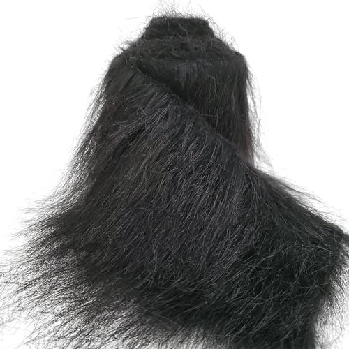 Tessuto in pelliccia sintetica per artigianato Nero, Peluche Shaggy Craft 10 x 170 cm per barba da Babbo Natale/gnomo fai-da-te, fursuit, costume cosplay di Halloween di Natale fatto a mano