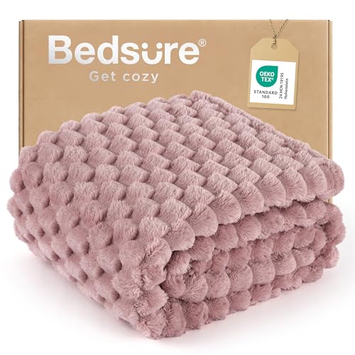 Bedsure Pink Throw Blanket for Couch - 350GSM Soft Cozy Throw Blankets for Bed Home Room Decor,...