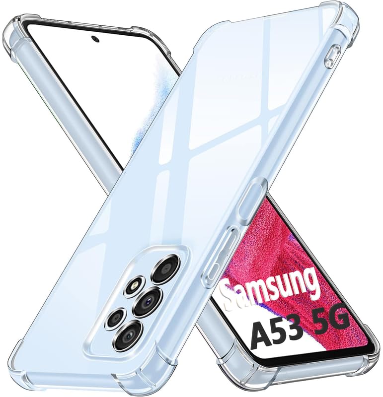 Image of Lustree Back Cover Transparent Case Compatible with Samsung Galaxy A53 | Clear + TPU Case with 4 Corner Air Cushion Protection & Camera Protection | Slim& Stylus Cover