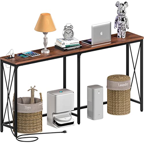 Yoobure Sofa Table 70.9 Inch Narrow Console Table with 2 Outlet and 2 USB Ports Extra Long Entryway Table with X-Shaped Design Entry Behind Couch Table for Hallway Living Room Foyer Yoobure Sofa Table 70.9 Inch Narrow Console Table with 2 Outlet and 2 USB Ports Extra Long Entryway Table with X-Shaped Design Entry Behind Couch Table for Hallway Living Room Foyer