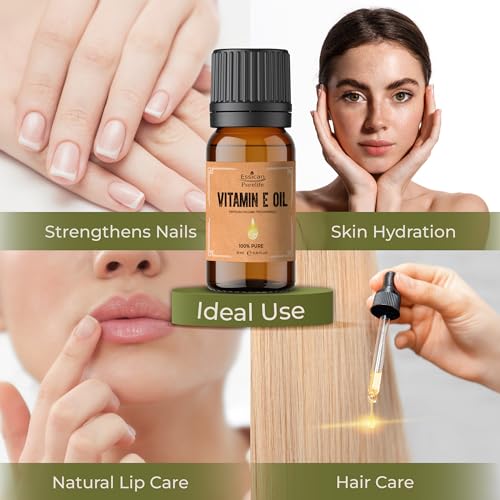 Essican Purelife Pure Vitamin E Oil for Skin, 10ml Natural Vit E Oil for Skin, Hair & Face, Antioxidant Rich, Carrier Oils for Essential Oils Mixing, Supports Hair Growth, Nails & Cuticles - Image 5