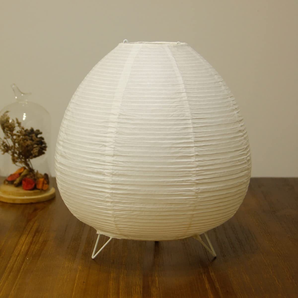 Osairous Lampada da Tavolo, Lampada da Comodino E14, Lampada da Scrivania con Base in Legno e Paralume in Metallo per Camera da Letto Soggiorno Bar, Bianco (Senza Lampadina