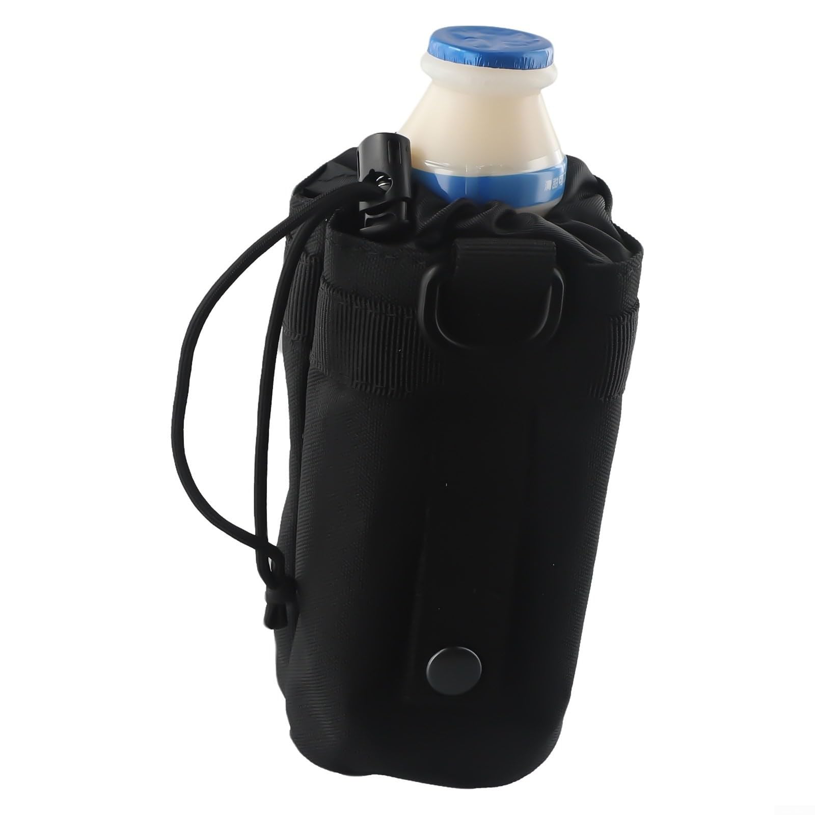Outdoor Sports Bottle Carrier Bag 600D Fabric Pouch for Camping Climbing - Belt Attached Holster with Buckle Fastening(Black)
