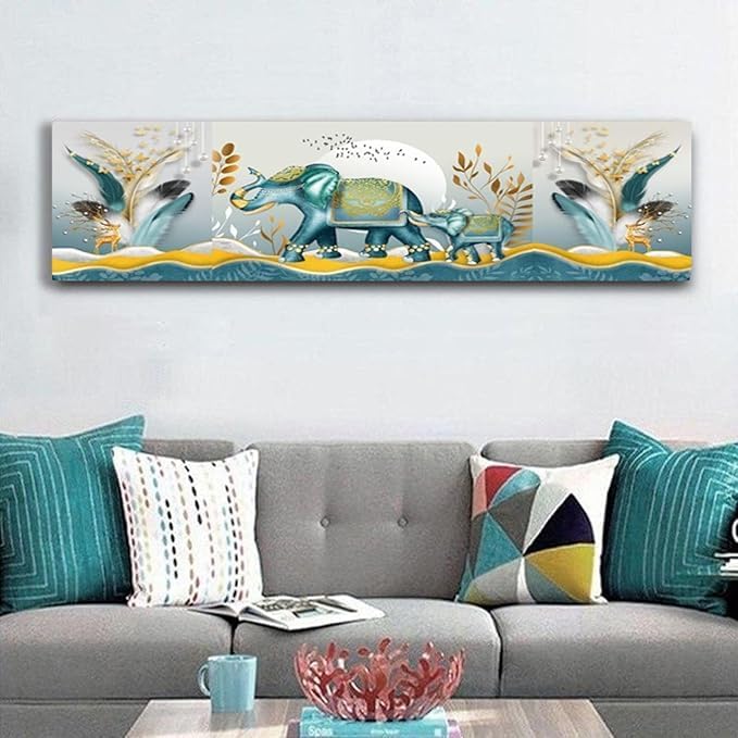 Image of Polyester Printed Air Conditioning Dust Cover Folding Designer Ac Cover For Indoor Split Ac 1.5 Ton (97X 31X 21 Cm ) (Elephant)