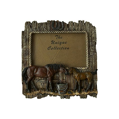 Comfy Hour Wild Western Rustic Wood Imitated Double Horse 6" x 4" Photo