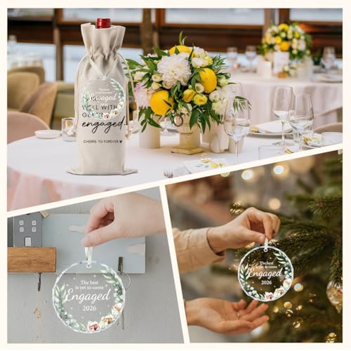 Image of Engaged Engagement Gifts for Couples Her Engagement Party Decorations | Gifts for Engaged Couple Wine Bag Bride to Be Wedding Marriage Gift Acrylic Ornament 2026