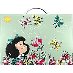 Maletin Escolar Antiguo Grafoplás | Maletin Escolar con Asa y Cierre de Broche | Polipropileno | Tamaño Folio | 24,5x34,5x4cm | Colección Papelería Mafalda Primavera