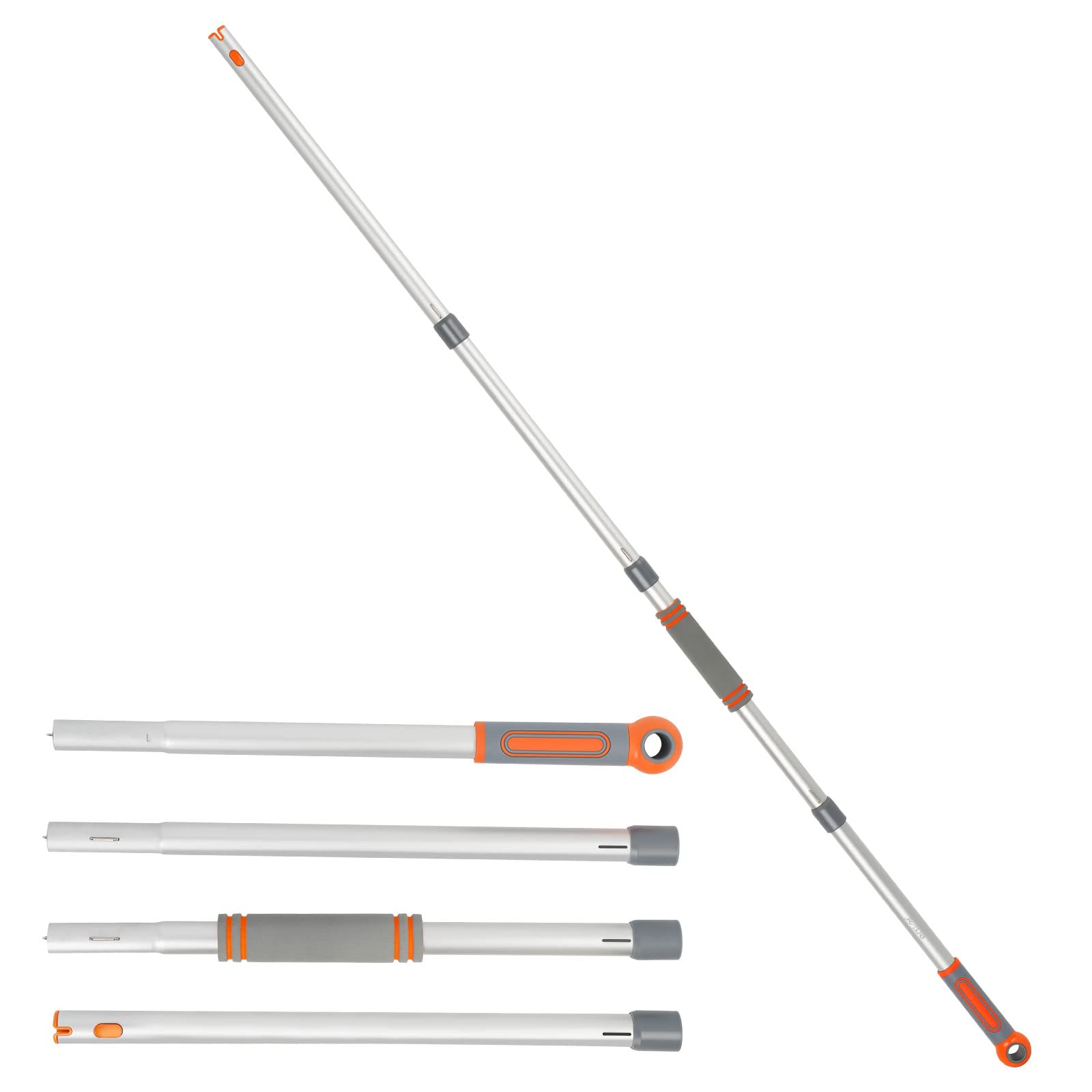 eazer62" 4-Section Adjustable Window Cleaner Extension Pole Kit. Multi-Purpose Aluminum Pole That Assembles with eazer Duster or Other Cleaning Attachments for Cleaning Windows and High Places.