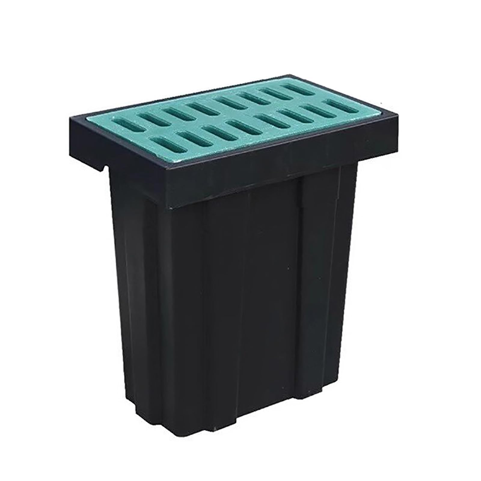 Lavabo grande para drenaje con rejilla de fibra de vidrio y cesta de escombros, lavabo cuadrado de captación de drenaje, sistema de drenaje de agua de lluvia de polietileno resistente para patio