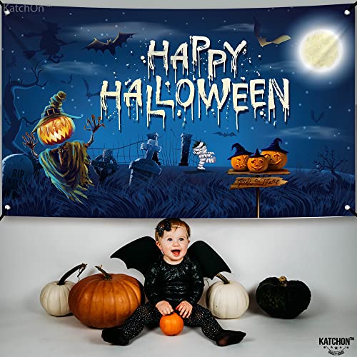 Katchon, Tick Or Treat Happy Halloween Banner - Xtralarge, 72X44 Inch | Scary Halloween Backdrops For Photography, Halloween Party Decorations | Halloween Outdoor Banner,Halloween Decorations Outdoor #TOP6