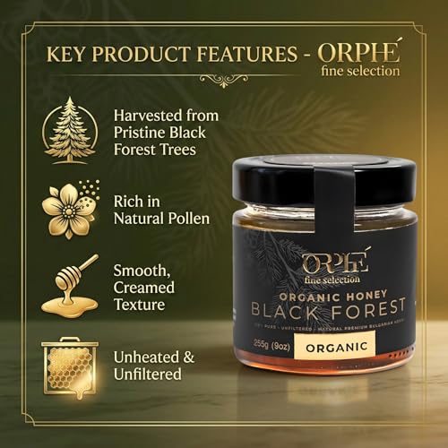 Miel orgánica cruda Orphé Black Forest 255g frasco miniatura 5