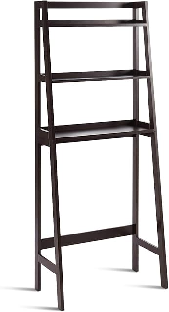 CASART 3-Tier Bathroom Shelving Units, Over-The-Toilet Tall Storage Shelf, Wooden Floor Standing Organizer Rack for Toilet, Balcony and Laundry Room (Dark Brown)