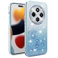 ILING Girls Case For Xiaomi Redmi 14C / Xiaomi Poco C75, Bling Gradient Color Back Elegant Rose Pattern Glitter Rhinestones Inlaid, Ultra Thin Soft Silicone TPU Shockproof Cover (Pink - View #9