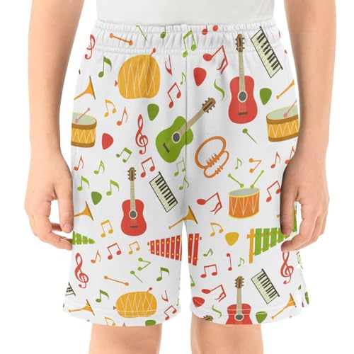 CHIFIGNO Music Notes Thick Pull-On Kids Shorts, Above-The-Knee Children Boys Outdoor Shorts XS2