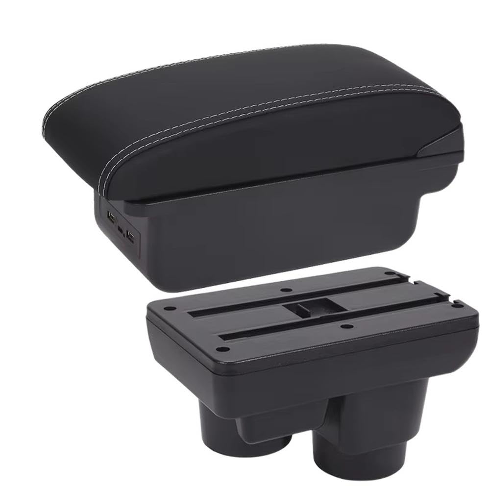 Sxqpocar B3 Black White 3Usb For Ford Fiesta 2011 Car Armrest Box Auto Center Console Storage Box Replacement Parts