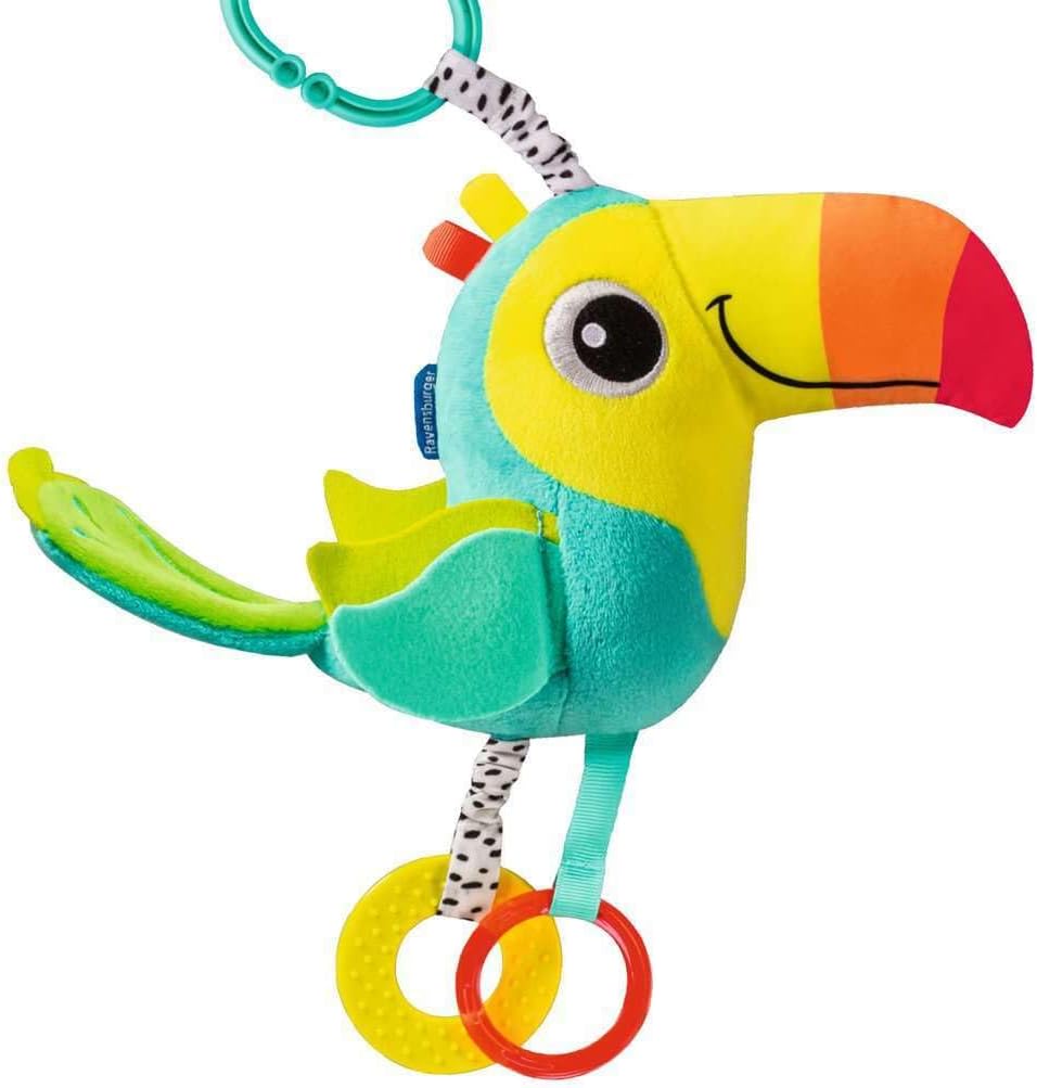 Ravensburger 12034048 Play+ Baby Activity-Tukan – Baby Toy from 0 Months – Plush Toy for Strollers