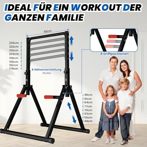 DOBESTS Faltbar Power Tower Dip Station Klimmzugstange Freistehend Höhenverstellbar Multifunktional Fitness Trainingsgerät für Klimmzugstange Liegestütze Abdominal, Dreiecksstruktur (011，black)