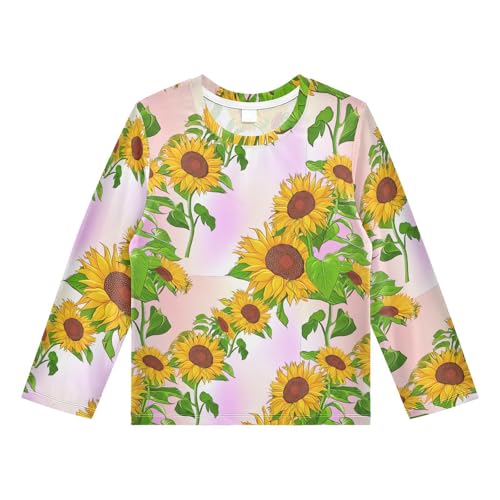 Sunflower Blossom Leaves Rash Guard Shirt for Boys Sun Protection Shirt for Beach Pool Sport UPF50+ 5-6T