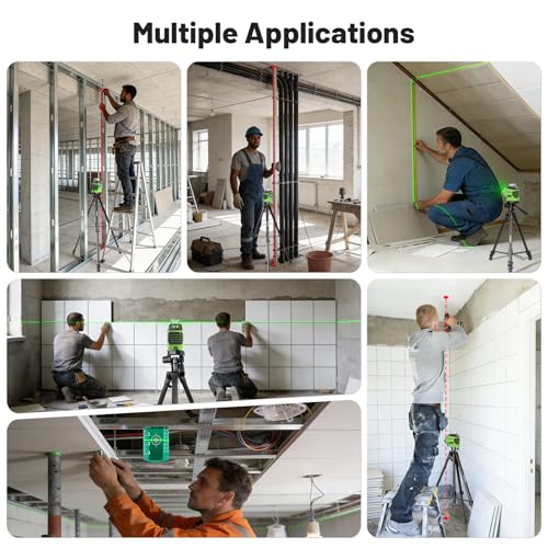 Image of Laser Level with Tripod 60 Inch, Huepar Self Leveling Laser Level with 2 Plumb Dots -Green Cross Line Laser Leveler Tool with 360 Horizontal and 140 Vertical Line for Construction & Home Use 621CGT