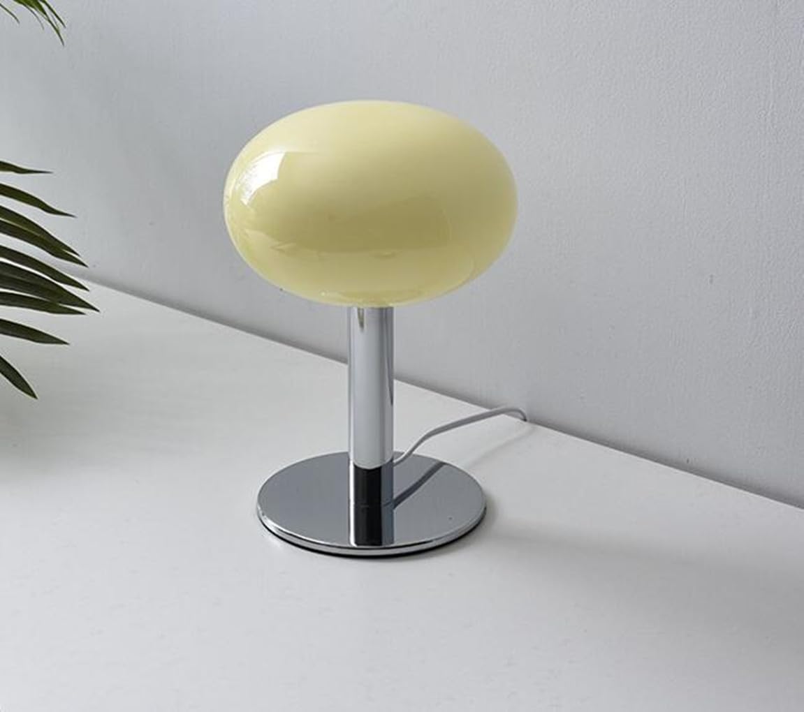 Nordic Glas Tischleuchte Kreatives Design Schlafzimmer Nachttischlampe Vintage Einfache Tischlampen dekorative Tischlampe E27 Wohnzimmer Hotel 20 * 27CM,Beige