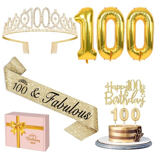 YeohJoy Gold 100th Birthday Decorations for Women