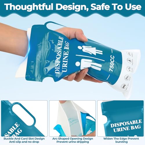 15 Stück 750ml Urinbeutel für Unterwegs Frauen Männer, Reisetoilette Erwachsene, Tragbares Pinkelbeutel mit Gel, Urinella mit Griff, für Camping Reisen Auto Stau Outdoor Notfalltoiletten Zubehör