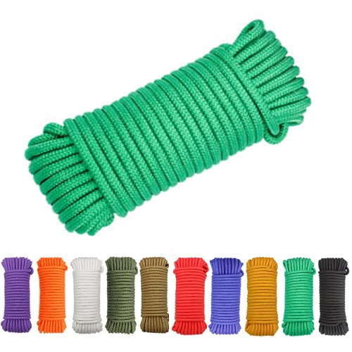 Avtytsda Nylon Rope Flag Pole Polypropylene Clothes Line Camping Utility Good for Tie Pull Swing Climb Knot All Purpose Flagline Rope 8mm x 20m (Green)