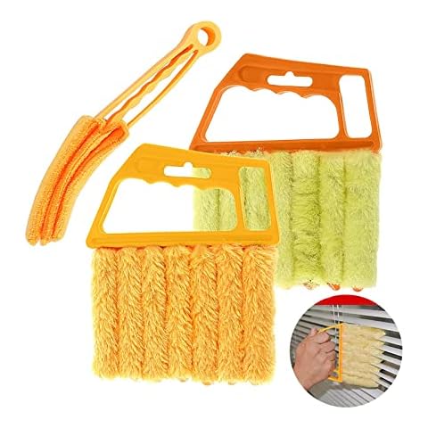 2Pcs Window Venetian 7 Finger Dusting Cleaner Tool and 1Pc Window Blind Cleaner Duster Brush Hand-Held Window Shutters Venetian Shades Brush Window Air Conditioner Duster Dirt Cleaner … Cover