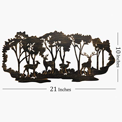 Juegoal Metal Wall Art-Deer In The Forest Wall Decor Hanging For Living Room, Bedroom, Bathroom Indoor Outdoor, 21 X 10 Inch #TOP3