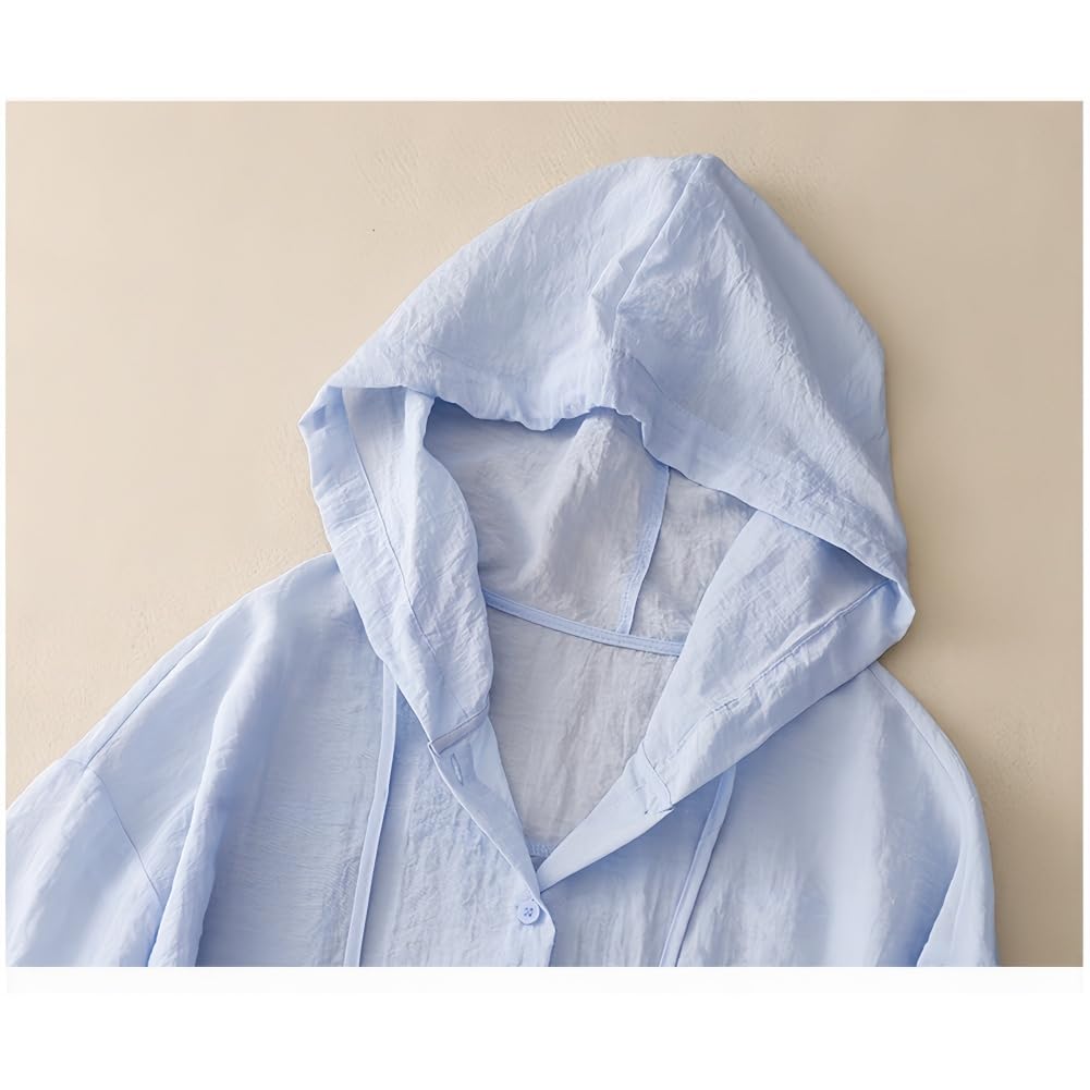 Generisch Camisetas ligeras de manga larga con botones para mujer, informales y de secado rápido