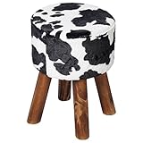 kuhfell hocker schwarz weiß Gestell aus Massivholz , bis 150KG belastbar