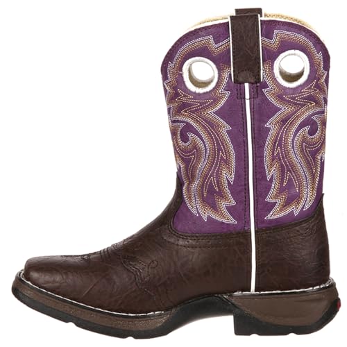 Durango Kids BT386 Lil' 8 Inch Saddle,Dark Brown/Purple,5.5 M US Big Kid
