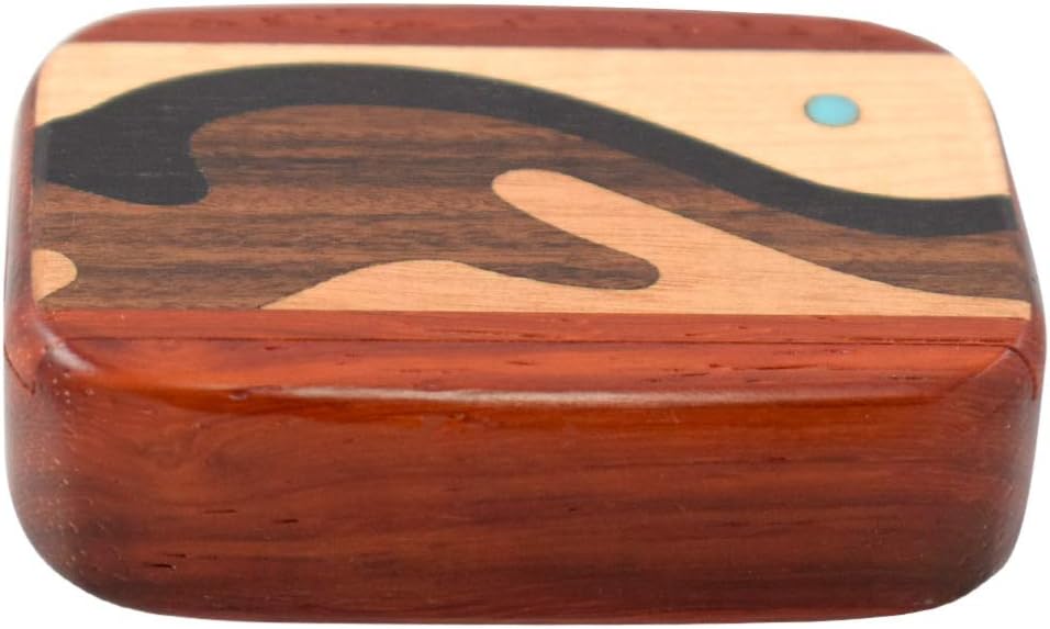 Modern Artisans American Made Pocket-Sized Pill Box (Standard Size) - Padauk Wood with Inlaid Wave Design