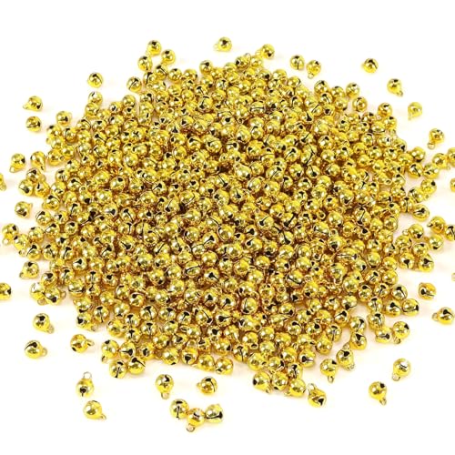 LIGHOON 1/4 Inch Jingle Bells Small Bell Mini Bells, Tiny Crafts Bells, DIY for Christmas Home Making Ornaments Wreath Pet Decorations Bracelet Anklets Necklace Knitting Jewelry Making 120 Pcs, Gold