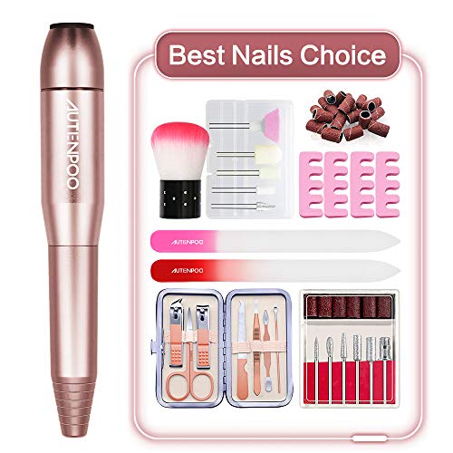 AUTENPOO Nail Drill, Electric Nail File for Acrylic Nails, Acrylic Nail Drill with Acrylic Nail Kit, Efile Nail Drill for Nail Polish, with Nail File Brush Clipper Set (gold)