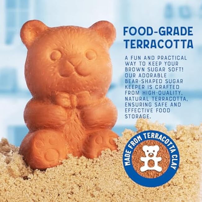 Brown Sugar Keeper - Terracotta Brown Sugar Bear to Maintain Food Moisture in Storage Container - Terra Cotta Food Saver