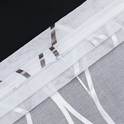 CORLIF Raffrollo mit Ösen Gardinen Küche Raffgardinen Transparent Ösenrollo Vorhänge Mit Wellen-Druck Modern Voile Braun BxH 80x130cm 1 Stück