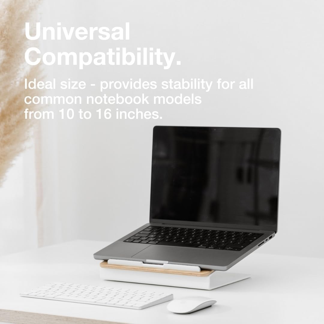 WOODCESSORIES -Laptop Stand Wood for 10-16 inches, MacBook Stand, Ergonomic Desk Riser Made of American Real Wood (Oak)