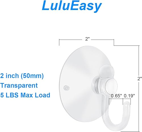 Miniatura 2 de 12 ventosas grandes con ganchos de plástico transparente de 2 pulgadas para ventanas de vidrio, festivales, fiestas, decoración temática de