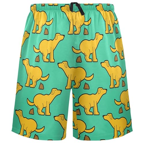 visesunny Pajama Shorts for Men Summer Dog Poop Pet Shit Soft Comfy Sleep Pants Breathable Lounge Wear with Pockets