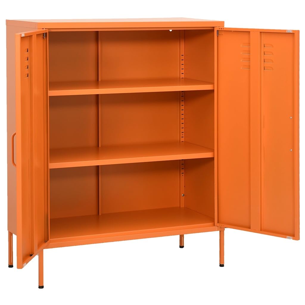vidaXL Lagerschrank Sideboard Kommode Anrichte Stahlschrank Schrank Beistellschrank Mehrzweckschrank Bücherschrank Standschrank Orange 80x35x101,5cm Stahl